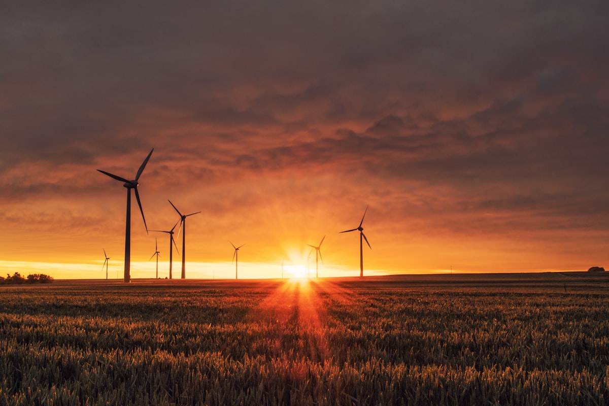 Wind turbines in a Spanish mountainous landscape